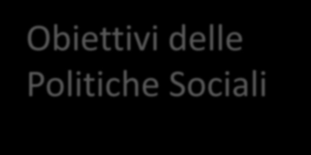 Obiettivi delle Politiche Sociali