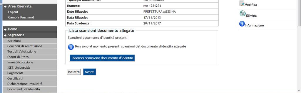 Inserire la scansione del documento d Identità