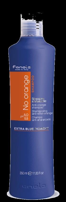 NO ORANGE SHAMPOO EXTRA BLUE PIGMENT FORMATO: 350/1000 ml INDICATO PER: capelli colorati con toni scuri FORMULA: detergente declicata con uno speciale pigmento BLU ad alta concentrazione che