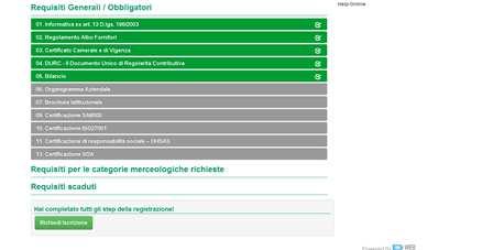 fondo alla schermata Una volta completati tutti i passi della procedura sia nella home page che sulla barra degli help sarà disponibile un pulsante per richiedere l