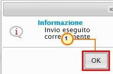 Successivamente apparirà un messaggio di Informazione a video per indicare il corretto Invio dell Istanza