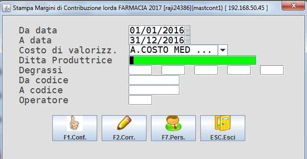 MARGINI DI CONTRIBUZIONE LORDA Riproponiamo questa stampa, già presente nel programma, perché è molto significativa per un analisi corretta dell andamento economico della farmacia.