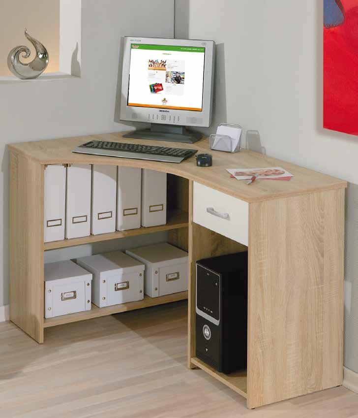 CARERA ostazione ufficio angolare, struttura in laminato, vano porta tower, libreria integrata con 2 ripiani, cassetto 129,90 dim.: 118 x 79 x 75 cm.