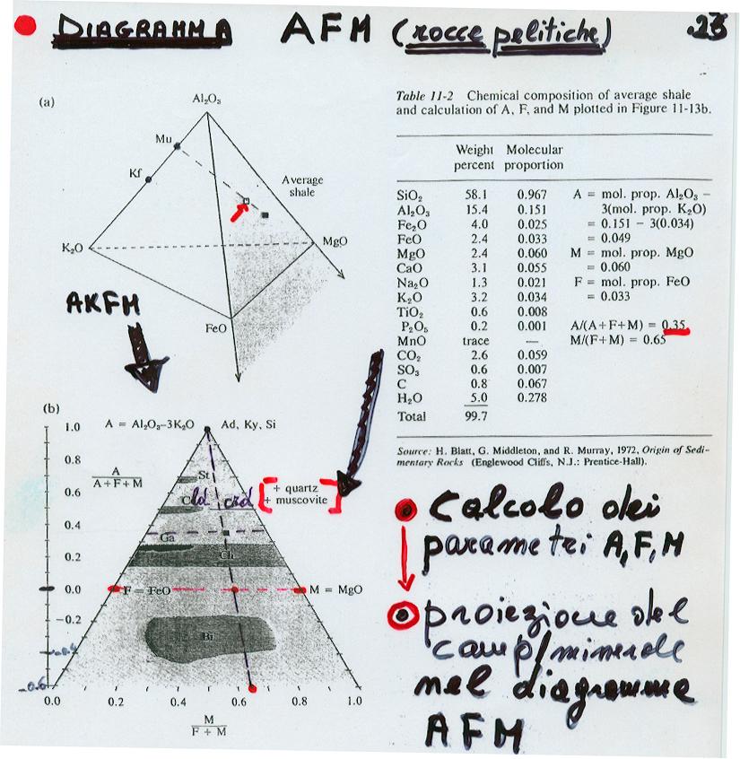 A. Rottura: Lezioni di Petrografia Metamorfica a.a. 2008-2009 Diagramma AFM: procedura di proiezione (D Amico et al.