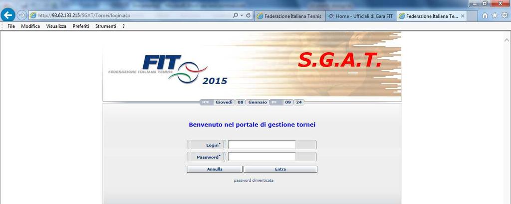 Si apre la pagina per l ingresso nello SGAT tramite login e password; si ricorda come qualora si sia dimenticata la password è