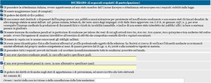 Tutti i campi sono obbligatori, inserire: titolo di studio e, nel caso sia stato conseguito all estero, dichiarare l equipollenza o equiparazione a quello italiano, completare i dati richiesti.