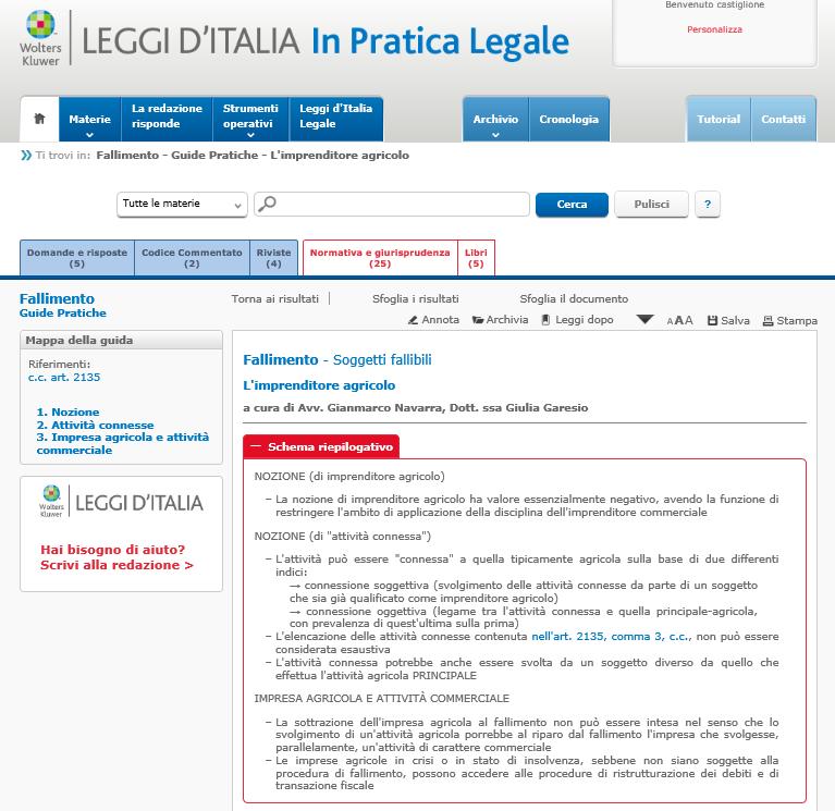 è presente anche «In Pratica Legale» Cliccando sul link si accede
