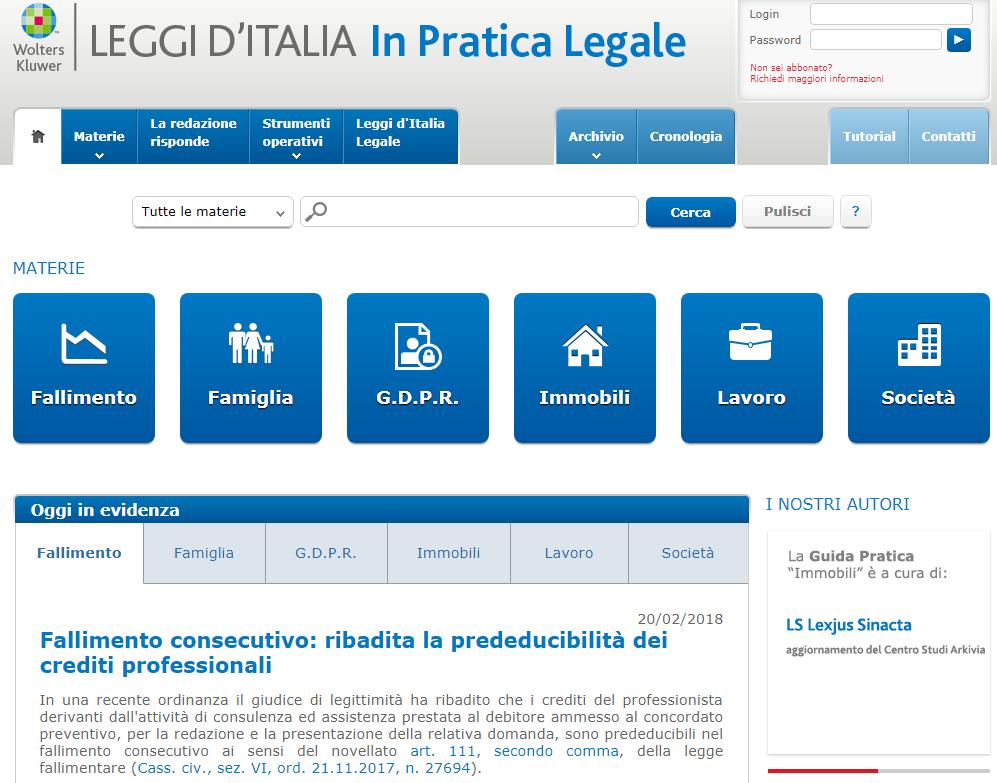 2. L home page Per accedere a LEGGI D ITALIA In Pratica Legale è