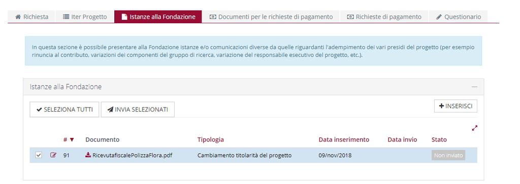 . e caricare (cliccando il tasto «+aggiungi») l istanza sottoscritta e scannerizzata in formato pdf e poi cliccare il