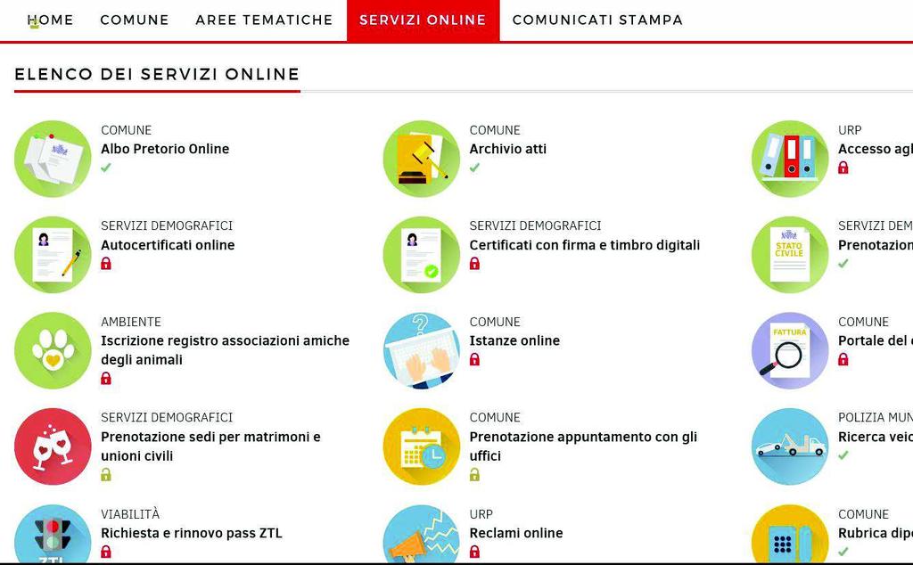 3) Una volta effettuato l'accesso, nella seguente schermata, selezionare il servizio ISTANZE ON LINE.