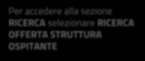 RICERCA RAPIDA Per accedere alla sezione RICERCA selezionare RICERCA OFFERTA STRUTTURA OSPITANTE NOTA La ricerca rapida