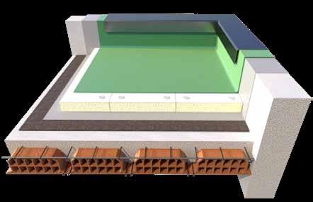 APPLICAZIONE SU COPERTURE PIANE Copertura piana con manto sintetico a vista e fissaggio meccanico dei pannelli Scossalina Guaina sintetica Barriera al vapore tipo Alubar o Safety Alu