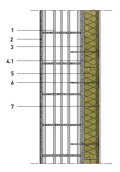 REDArt Dettagli su Laterizio forato - esempi Sezione verticale corrente nuova costuzione 1 - Muratura di tamponamento in blocchi alveolari sp. 25 cm 2 - Intonaco di base e di finitura sp.