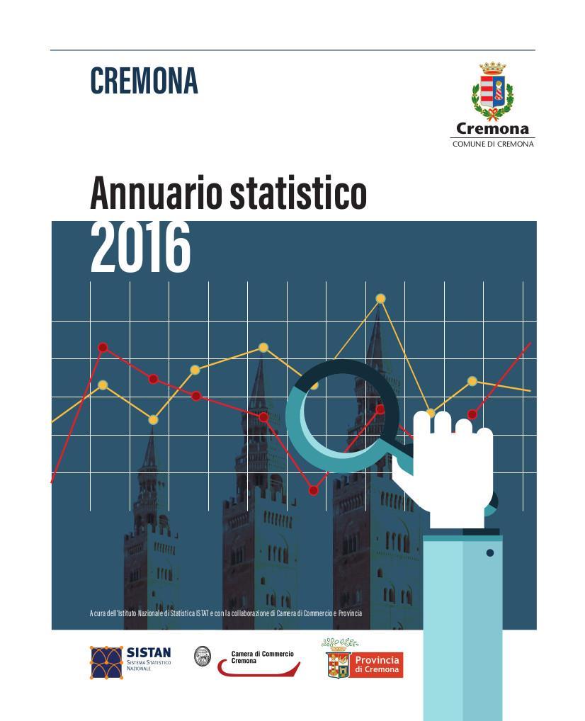 Annuario statistico del Comune di Cremona Nel 2016 e nel 2017 è stato realizzato l Annuario statistico del Comune di Cremona contenente 120 tabelle e indicatori su popolazione, istruzione, economia,