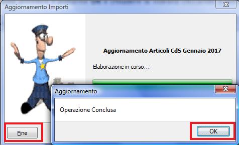 Ad operazione conclusa premere il pulsante OK e chiudere la videata cliccando il bottone Fine.