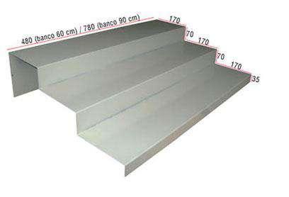 3 gradini, colore grigio alluminio DIMENSIONI: L48 x 51 x 18 H 40,00