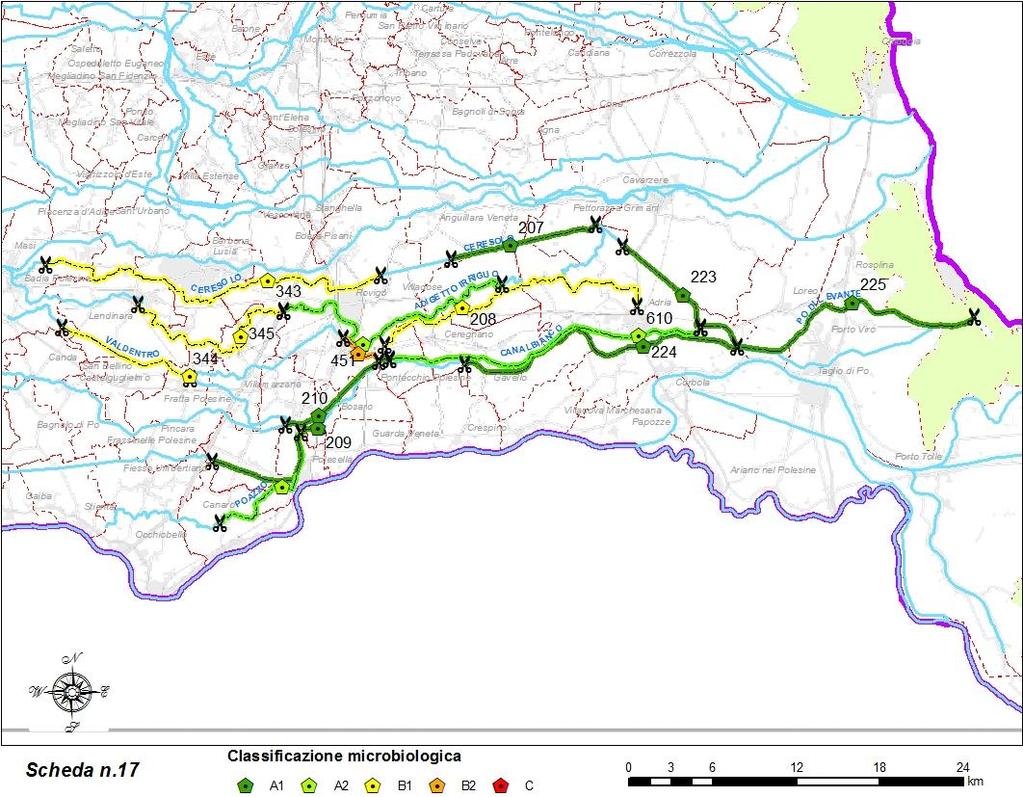 Scheda n.17 - Bacino dei fiumi Fissero Tartaro Canal Bianco territorio centro orientale n.camp. biennio 2015-2016 media concentrazione cond.elet.