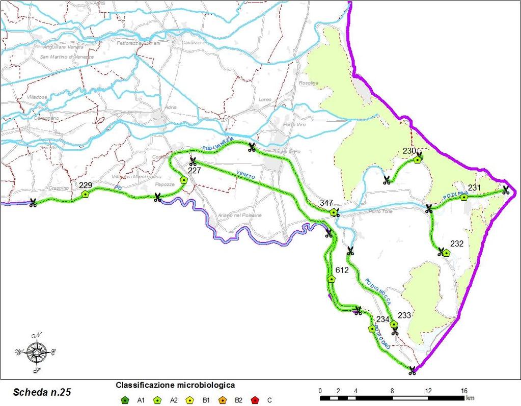Scheda n.25 Bacino del fiume Po area del delta n.camp. biennio 2015-2016 media concentrazione cond.elet. indice sodio cloruri solfati periodo trend (µs/cm) SAR (mg/l) (mg/l) (mg/l) 229 Villanova M.