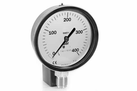 manometri DN100 riempibili Liquid fillable pressure gauges DS 100 manometri dn100 riempibili Liquid fillable pressure gauges Radiale Bottom Posteriore Back -1/0 bar -1/3 bar 0/1 bar 0/1,6 bar 0/2,5