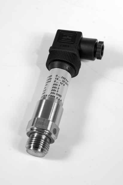 scala: ±10% VFS tipico, Grado di protezione IP65. Pressure transmitter with flush diaphragm, ceramic sensor, process connection 1/2 bsp m and diaphragm in st.