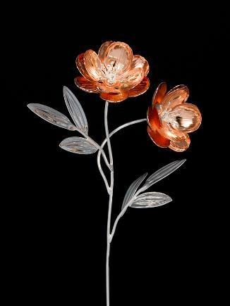 27 Anemone 2 fiori stelo lungo con petali colore bianco perlato o ramato lucido, peso gr.