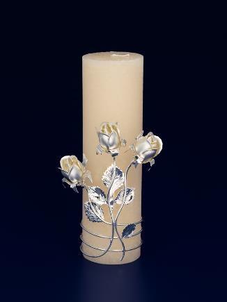 76 Roselline Candela con petali colore bianco perlato o ramato lucido, peso gr. 470 c.a., h.