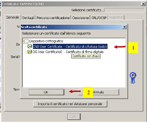 ed il certificato di firma legati alla