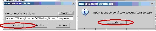 4) Si cliccherà ancora su importa si riceverà poi messaggio di