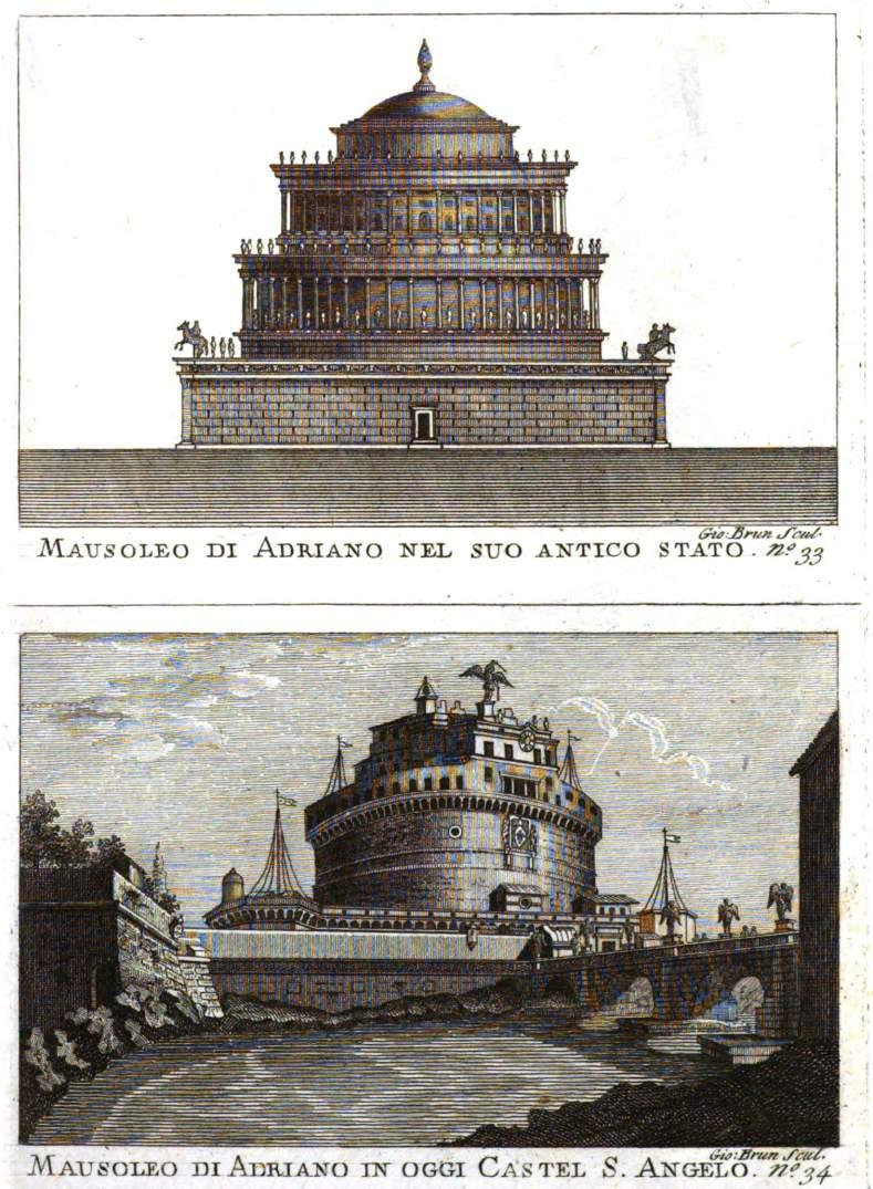 Mausoleo di Adriano nul suo antico stato.^.