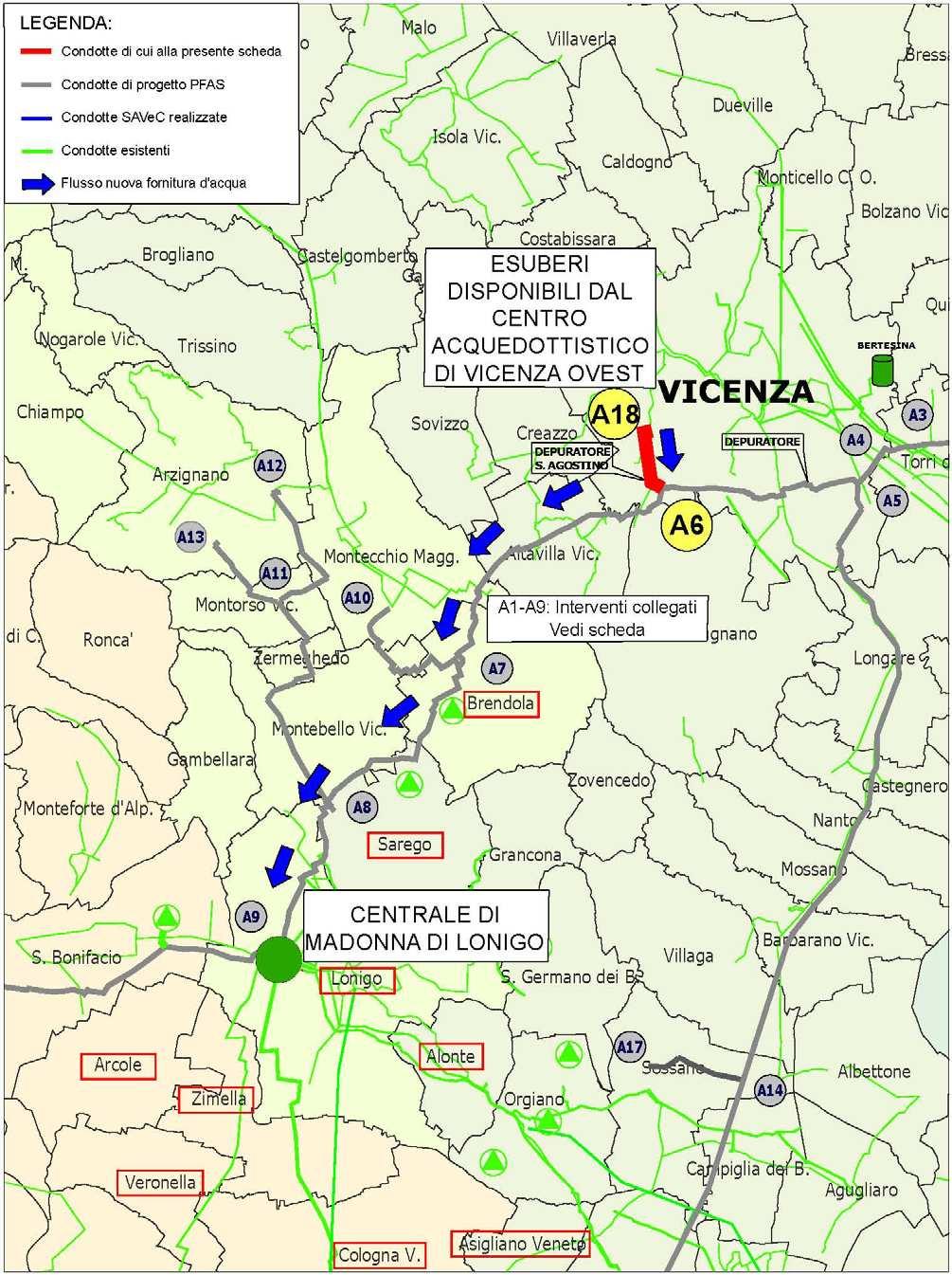 pag. 4 di 20 D ESCRI ZI ON E D ELL OPERA La t rat t a in argom ent o collega la dorsale MOSAV con il cent ro di produzione vicent ino di Viacqua ex Acque Vicent ine).