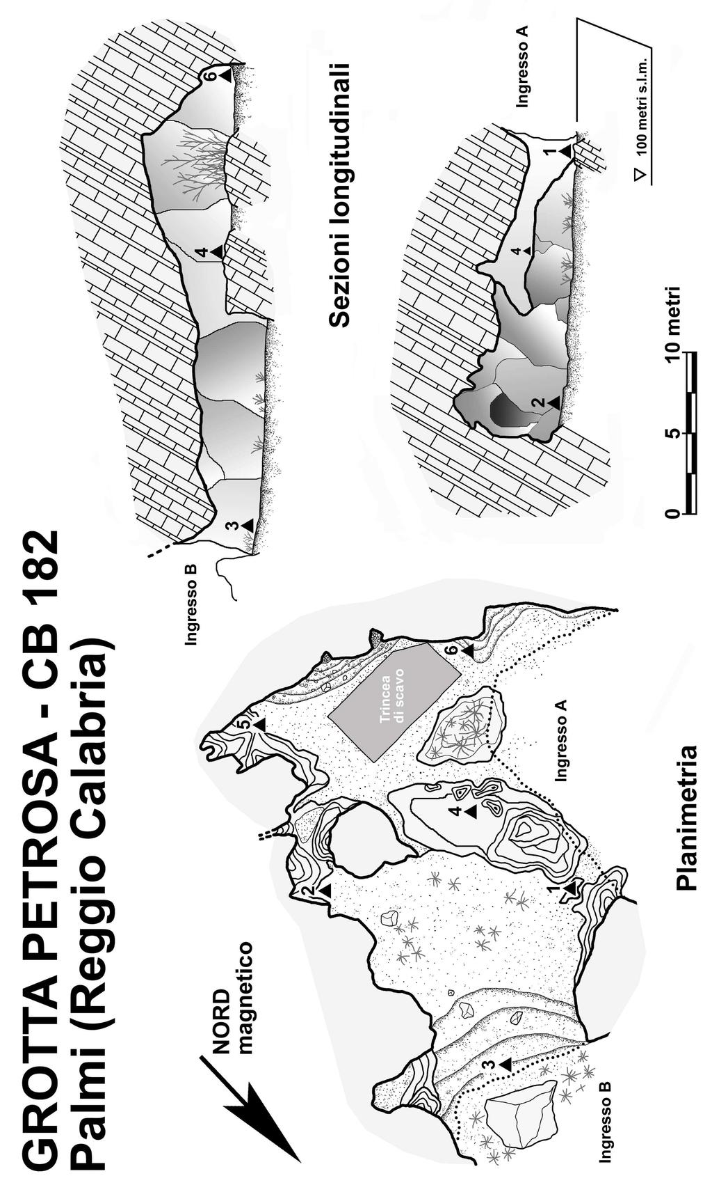 Fig. 2 - Topografia della Grotta Petrosa, con