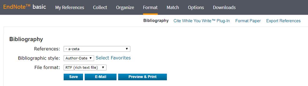 EndNote basic - Format Il menu Format comprende: Bibliography per creare bibliografie con i riferimenti di una cartella Cite While You Write Plug-In, istruzioni per installare il