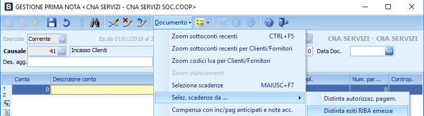 Alla scadenza, quando la banca comunica l esito dell incasso Ri-ba, si dovrà inserire una registrazione che chiude il credito v/cliente e il conto Ric.banc. Iva di cassa.