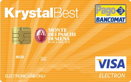 CARTE Carta di credito Montepaschi Unica Quota associativa gratuita il primo anno Carta prepagata Krystal Card Best: Costo consegna carta pari a 5,00 euro Carta