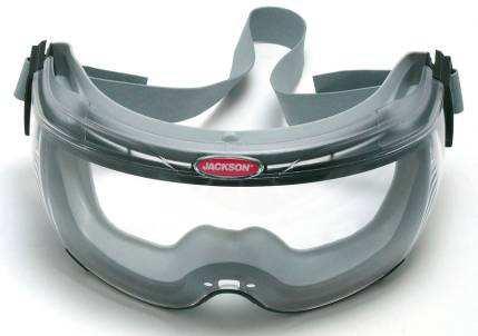 Occhiale in alluminio con elastico regolabile.