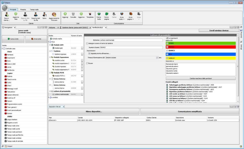 Software TiAlarm per la programmazione delle centrali La completa programmazione e gestione dell impianto di allarme si effettua con il software TiAlarm per dispositivi con sistema operativo Windows