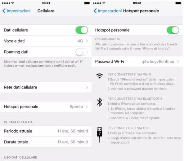 Utilizzare cellulare Android come modem a) Per condividere la connessione dell iphone, deve essere verificato che la rete 3G/LTE sia regolarmente attiva recandosi nel menu Impostazioni > Cellulare di