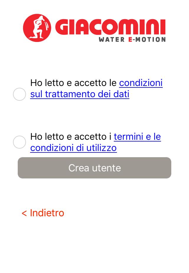 Inserire E-mail e password desiderati e premere Avanti. Enter your desired E-mail and password and press Next.