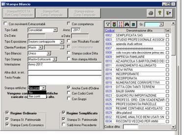 conti. Se si usa la scelta no il bilancio verrà stampato senza le rettifiche effettuate.
