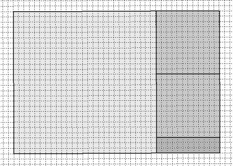 Nell esempio qui sotto, dobbiamo inserire quadrati di lato 12, finché si riesce, nel rettangolo più scuro, che ha un lato di 27 quadretti e l altro di 12.