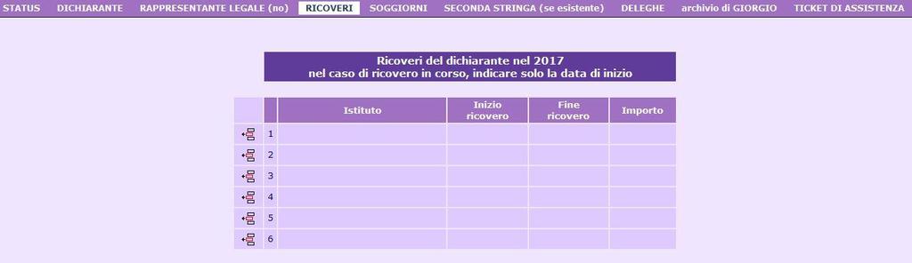 Ricovero in strutture Solo ai titolari di Assegno Sociale, viene richiesto anche di dichiarare per l anno 2017, eventuali periodi di ricovero presso istituti o comunità indicandone la denominazione e