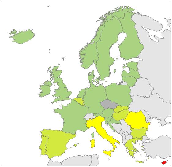 Consumption of Fluoroquinolones (ATC group J01MA) in the community (primary care sector) in Europe, reporting year 2016