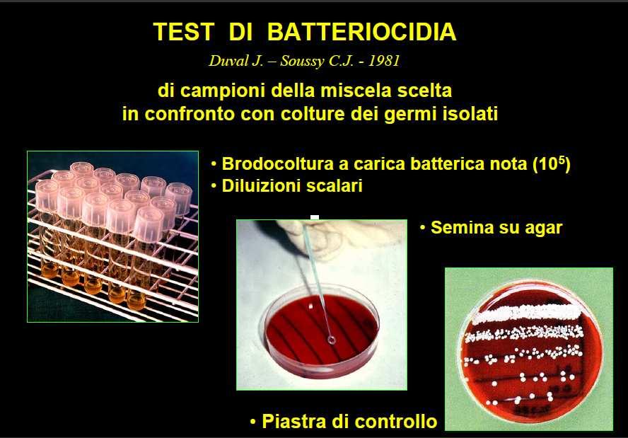 Per potere battericida si intende la diluizione del siero che uccide il 99,9% dei batteri dell inoculo iniziale (nessuna crescita sulle piastre di