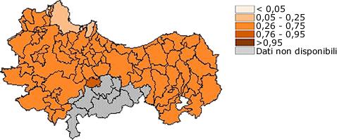 I consumatori problematici di droghe Grafico 3.25. Utenza alcoldipendente, mappatura delle prevalenze standardizzate osservate (a) e stimate (b) a livello comunale per mille residenti di età 15-74.