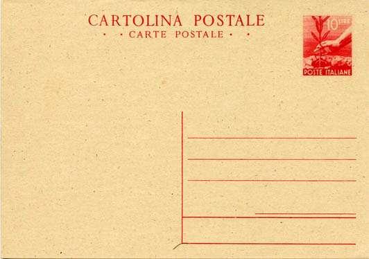 Interi Postali 118 118 * Cartolina Postale Lire 10 "Democratica" n.