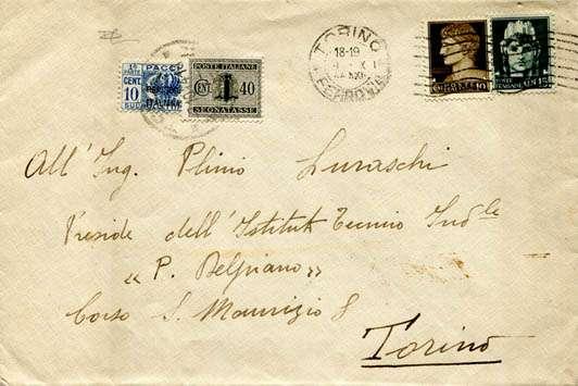 22gab - Rara 350,00 44 * Emergenza - Lettera spedita da Torino per città il 4.10.