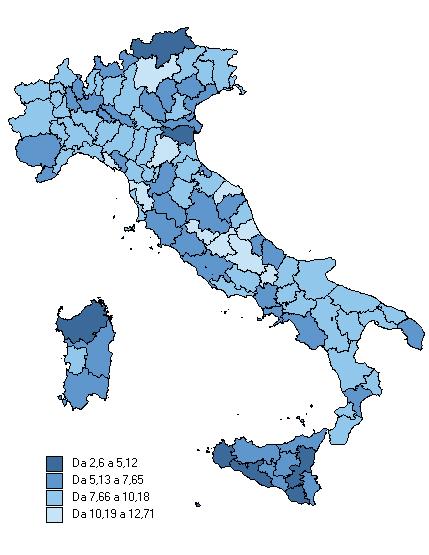 262 Rapporto Economia Provinciale 2007 % di immatricolati in Atenei italiani sul totale