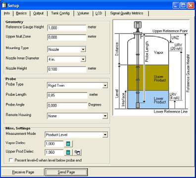 Guida rapida Setup Tank Config (Impostazione Configurazione serbatoio) Geometry (Geometria) Vedere l immagine del serbatoio riprodotta nella finestra.