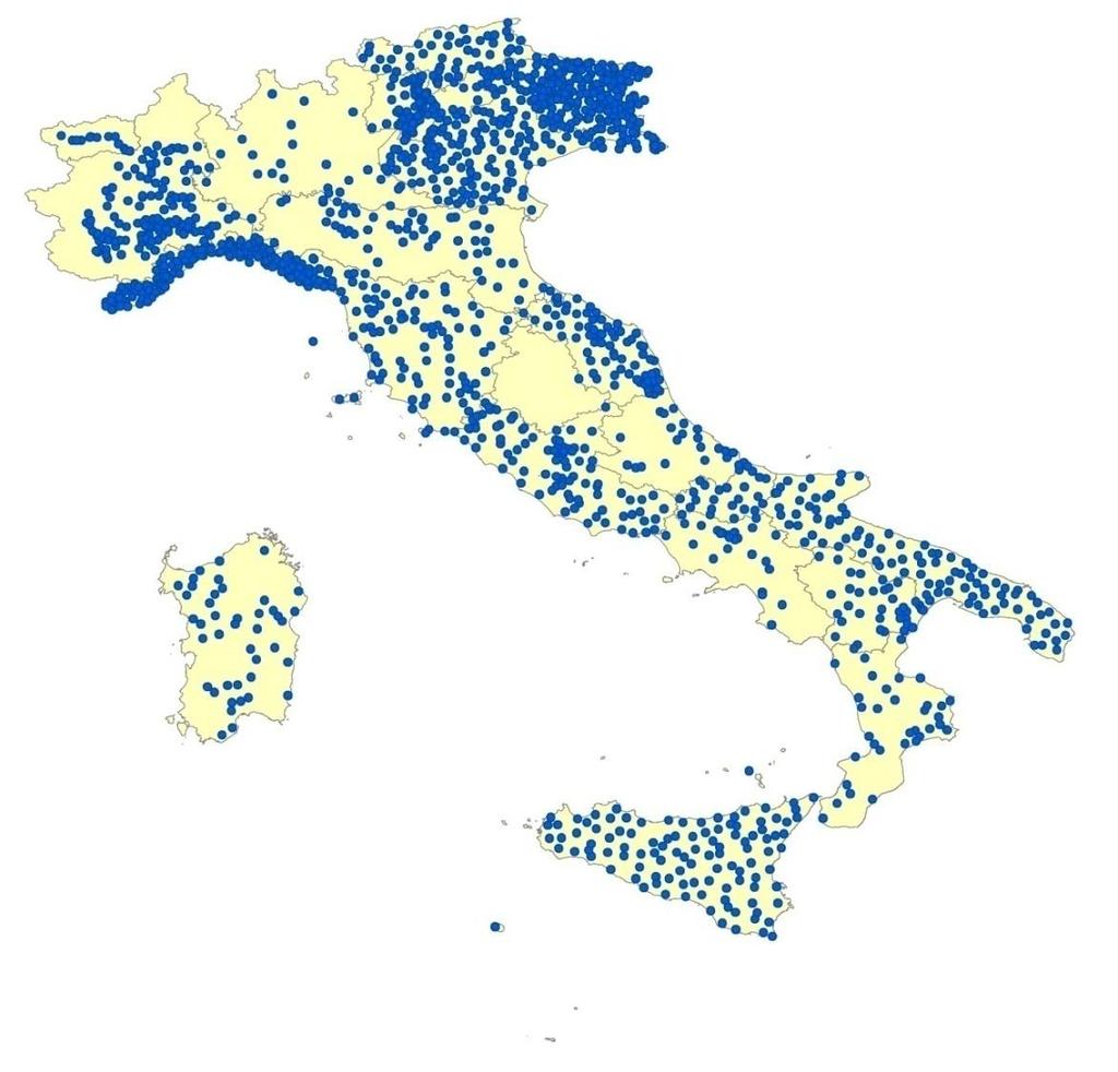 AGROMETEORE - Indagine preliminare tavolo di agrometeorologia Distribuzione territoriale delle stazioni delle reti regionali per l agrometeorologia Regione Numero stazioni Dubbie ABRUZZO 25