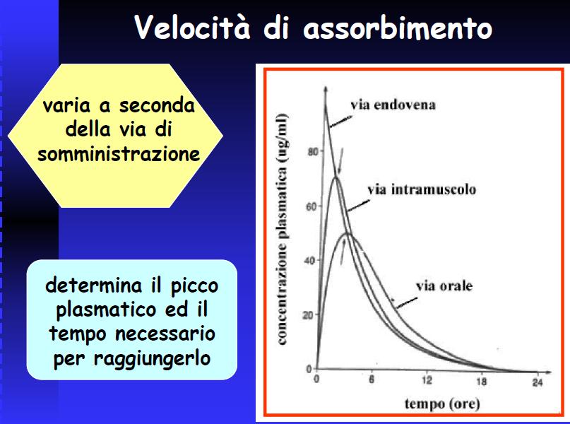 Il picco di concentrazione plasmatica di un farmaco dipende dalla velocità di